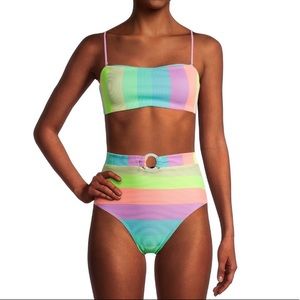 No boundaries rainbow striped bikini set NWT